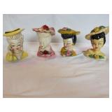 Vintage Ladies Head Vases, Chalkware on 2