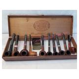 Vintage Tobacco Pipes & Cigar Wood Box