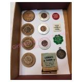 Vintage Bar Tokens, Wood Nickels, John Deere token