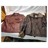 New with Tag Faux Leather & Leopard collar jacket