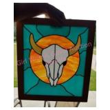 South West Steer Skull Stain Glass Window Hanging