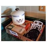 Vintage Oster Mixer, Trivets, Country Forge Pot