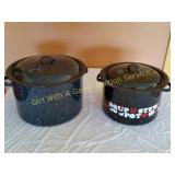 2 Graniteware Stock Pots