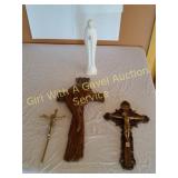 Wall Crucifixes, & Napco Praying Madonna