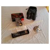 Harley Davidson Cards, Vivitar Binocs, Bell & Pens