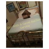 Restonic Queen Bed, Bedding,  Brass Foot/Headboard
