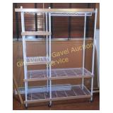 White Metal Rolling Cart Racking