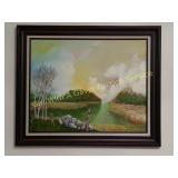 Oil on Canvas Clouds/Sunset on Water-Wagner