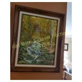 Creek flowing rock bed Don Wagner OIil on Canvas
