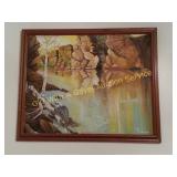 Oil on Canvas Eagle on River -Wagner