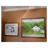 Two Houses w/Willow Tree Oil on Canvase -Wagner