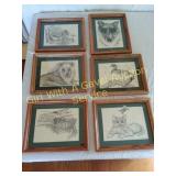 6 Misc. Wildlife Art Framed -Wagner