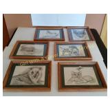 6 Misc Framed Wildlife Artwork by Don Wagner