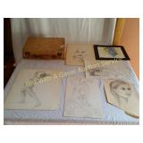 Early Pencil Sketches by Don Wagner & Art box
