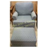 Blue Chair & Ottoman