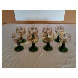 Green Stem Footed Bockling German Wine Goblets