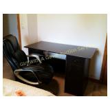 Black Pressboard Desk & Black Office Chair