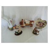 Assorted Knick Knacks, Swan, Plate, Bear, Fish