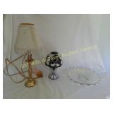 Brass Table Lamp, Stain Glass Candle Holder etc
