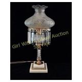 Antique Prisms Chandelier Table Lamp Frosted Glass