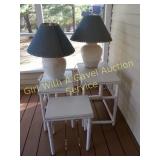 Mid Century Modern Rattan Bamboo Tables & Lamps