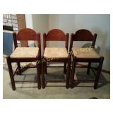 3 Rush Seat Bar Stools