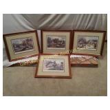 4 Currier & Ives American Homestead Seasons Prints