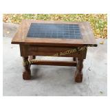 Inlaid Black Ceramic Top Wood Side Table