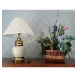 Lamp & Artificial Flower Arrangement