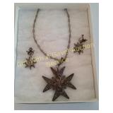 Antique Sterling Necklace & Screw Back Earring