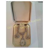 Antique Sterling Necklace & Screw Back Earrings