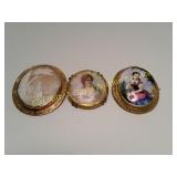 Antique Hand Painted Brooch, & Other Brooches