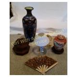 Oriental Vase, Lamp, Fan, Potpourri Vase Etc
