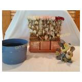 Clay Pottery Flower Tray/Holder, Porcelain Birds