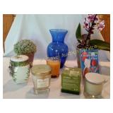 Candle Lot & Vases Cobalt Blue