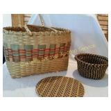 Signed Weaved Basket & Other Weaved Basket