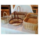 4 Wicker Handled Baskets