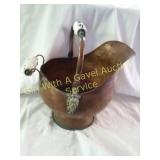 Vintage Copper Coal Bucket W/Porcelain Handles