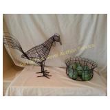 Wire Rooster & Fruit Basket