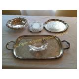 Silver Plate Serving Dishes, Trivet, Gorham, Etc