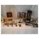 Variety of Bar Ware, Vintage Cork Pull & Bar Book