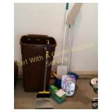 Rolling Trash Can, Swifers, Broom, Glides