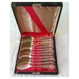 Cased Set Twelve Sterling Silver Tablespoons