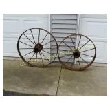 2 Antique Steel Wagon Wheels