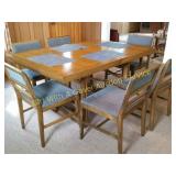 Oak Dining Set, 6 Chairs & 3 Leaves