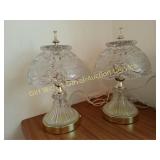 2 Etched Glass Table Lamps