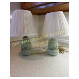 2 Vintage Frosted Glass Table Lamps