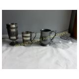 Mullingar Irish Pewter Scene Cups, & Other