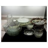 Glass Serving Plates, Bowls, Candy Jar