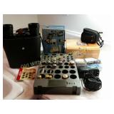 Binoculars, Battery Charger, Camera